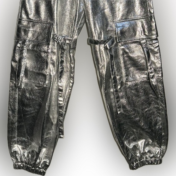 Hot & Delicious Silver Cargo Pants Metallic Shine - Picture 7 of 16
